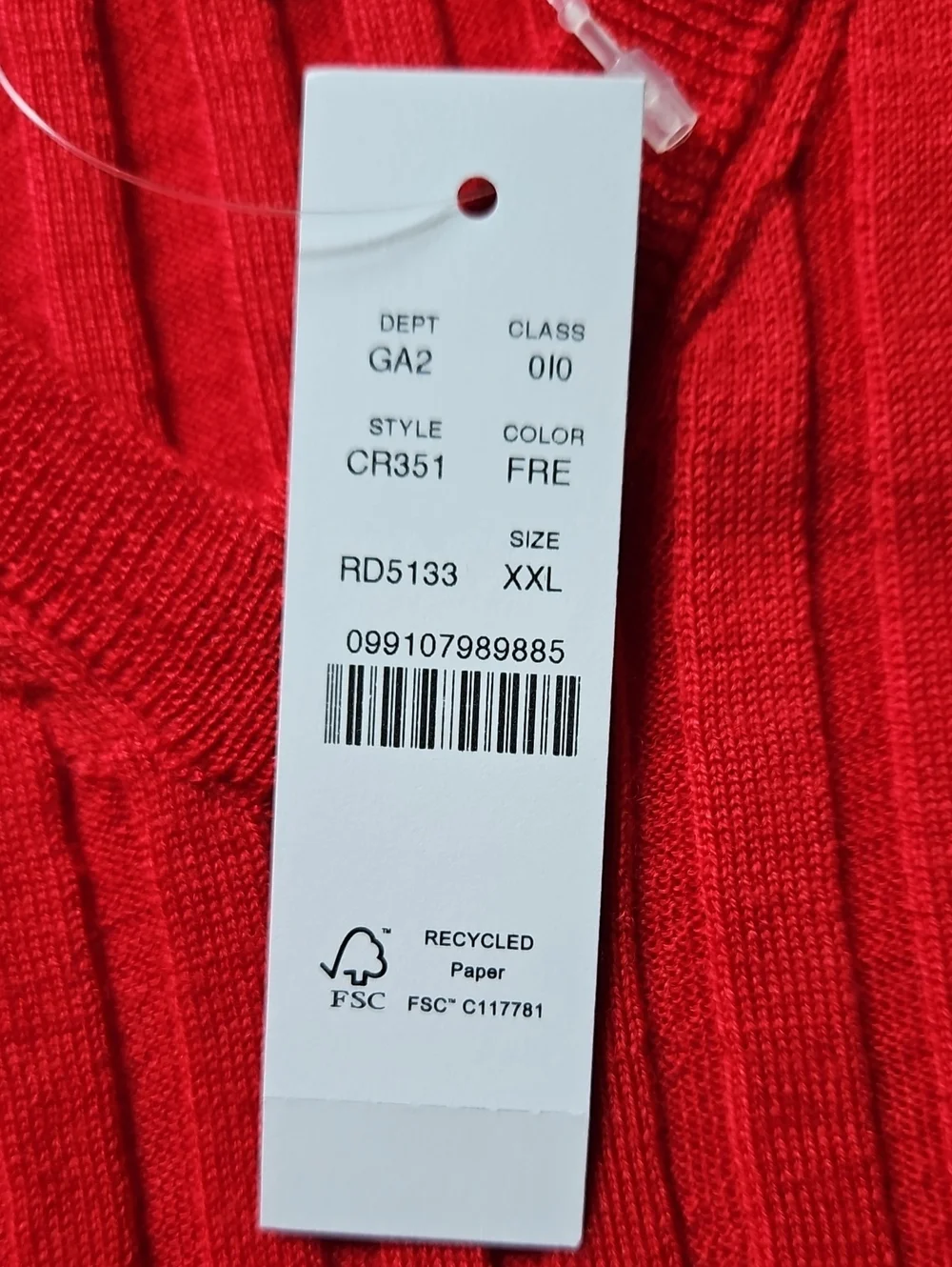 J Crew High V Neck Wide Rib Sweater Red NEW XXL Stretch 100% Merino Wool 2026
